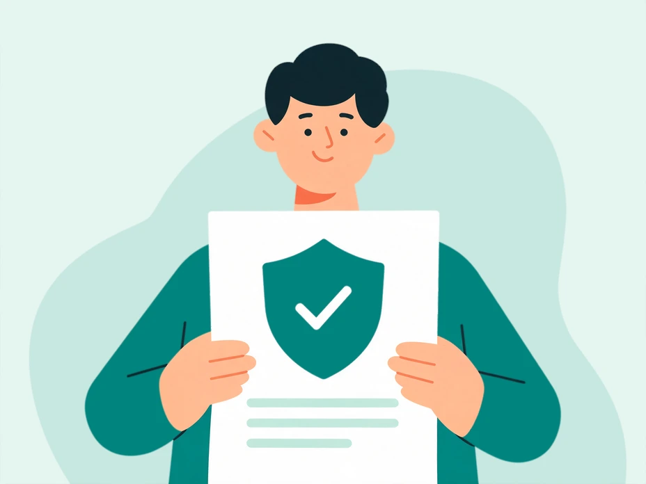 Illustration: a person holding a document with a lock symbol