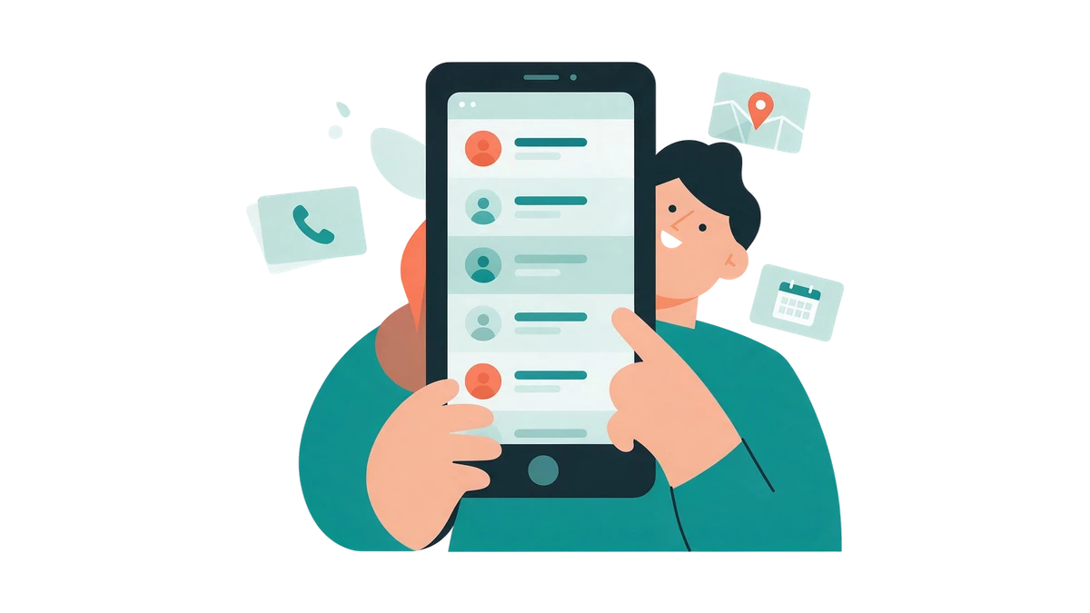 Illustration: a list of doctors' contacts on a phone