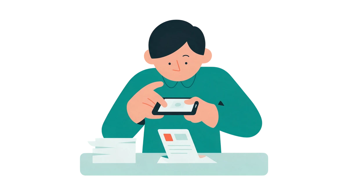 Illustration: a document being photographed with a phone